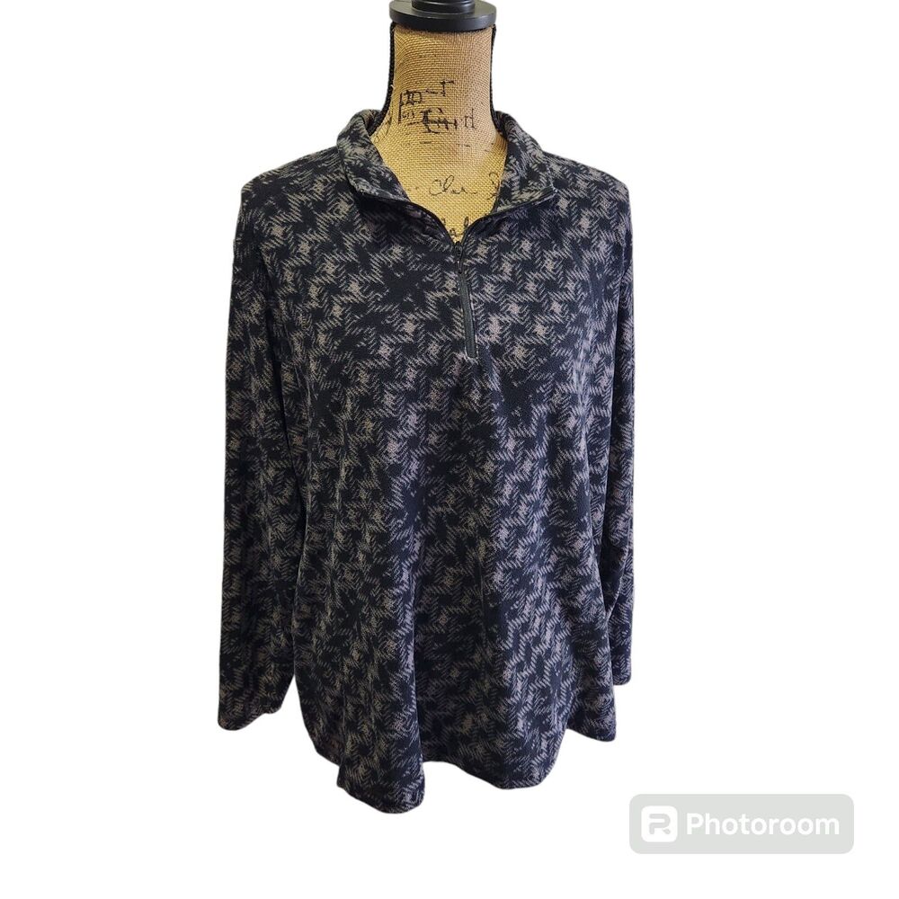 Columbia Quarter Zip Sweatshirt Womens SZ 2X‎ Houndstooth Gorpcore Fleece Hiking
